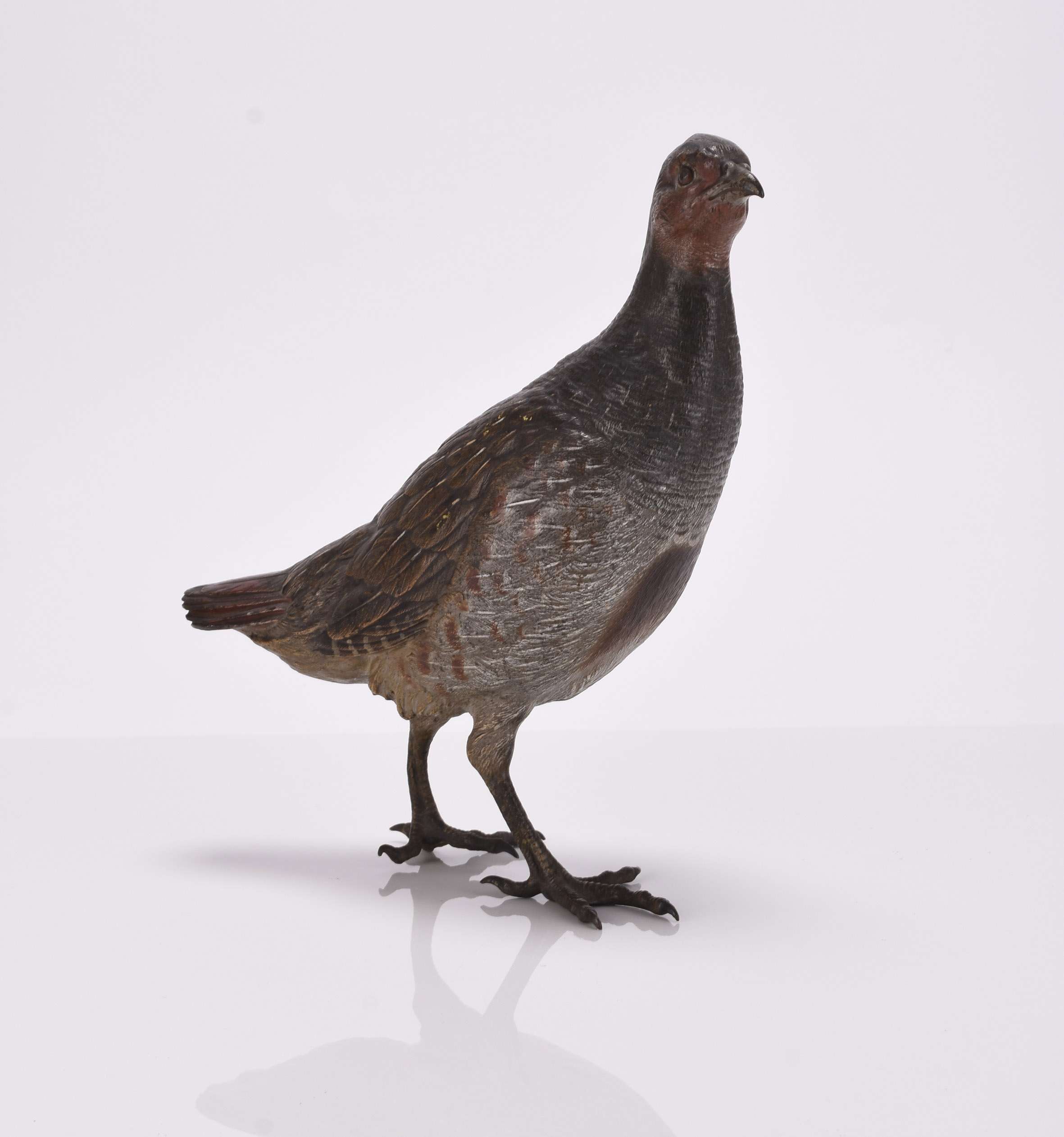 The Franz Bergmann cold painted bronze figure of a grouse which sold for £1,650. Halls Fine Art